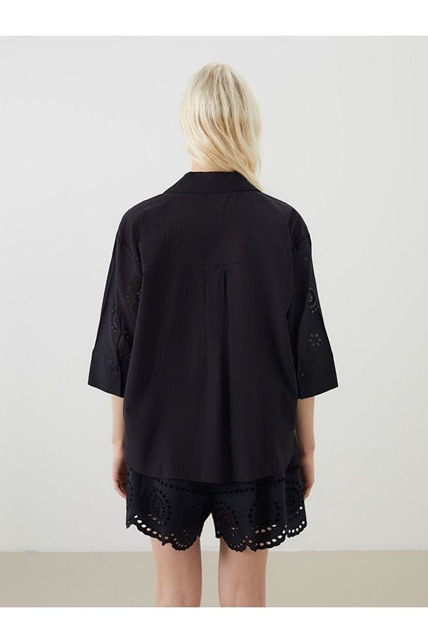 LCW Vision Ajurlu Oversize Kadın Gömlek - 4
