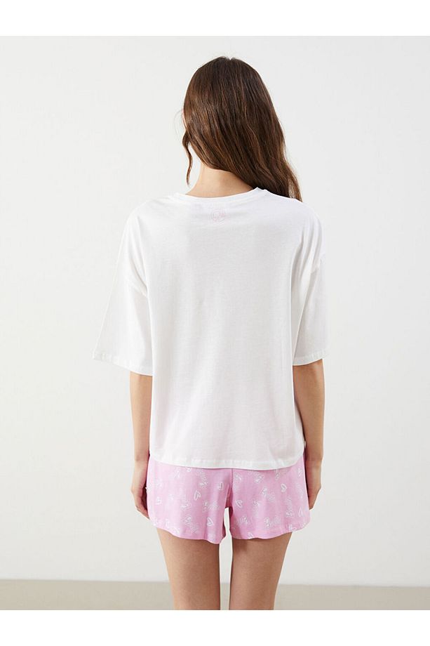 Barbie Baskılı Kadın Şortlu Pijama Takımı - 4