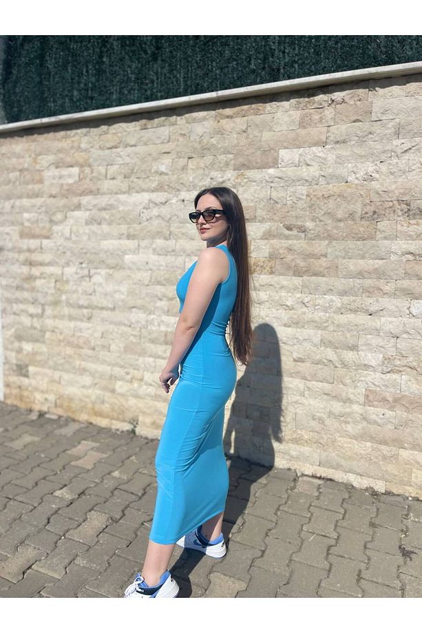 Kadın Tek Omuz Büzgülü Midi Elbise - 6