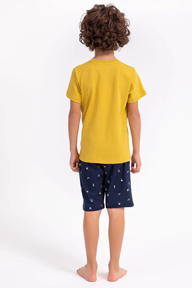 2707 Youth Palmiye Desenli Şort Takım (Baba Oğul Kombin Yapılabilir) - 5