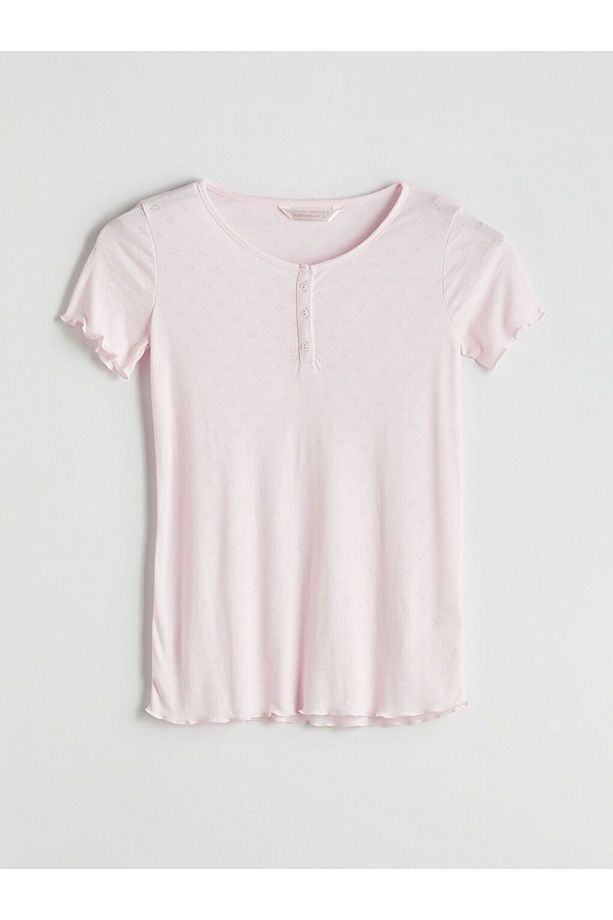 LCW DREAM Bisiklet Yaka Kalp Desenli Hamile Şortlu Pijama Takımı - 2