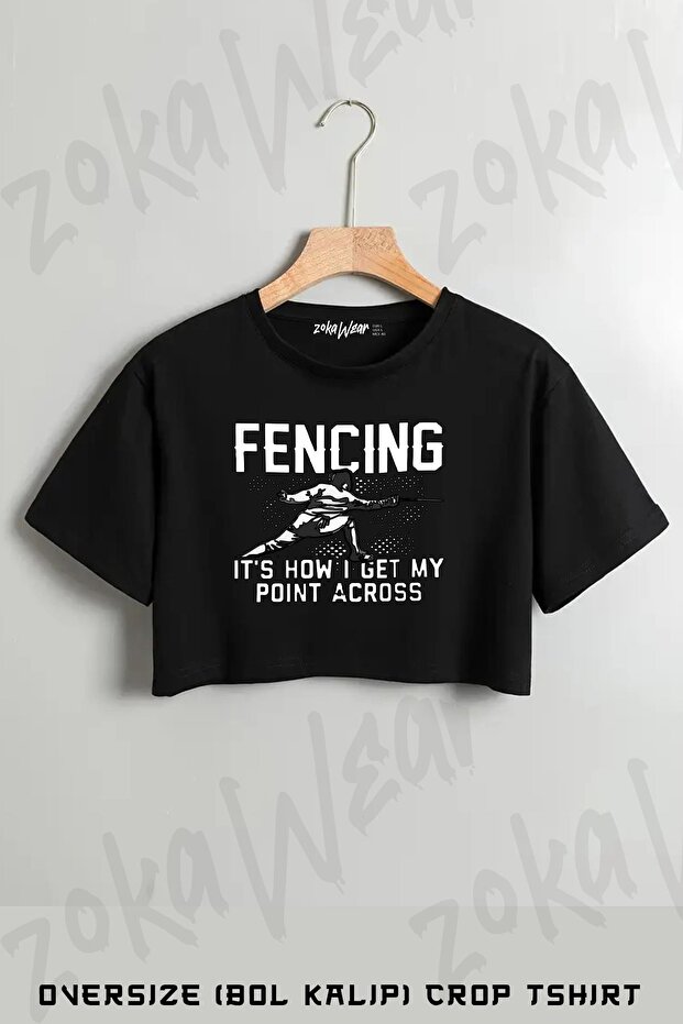 Fencing Printed Oversize Crop T-Shirt