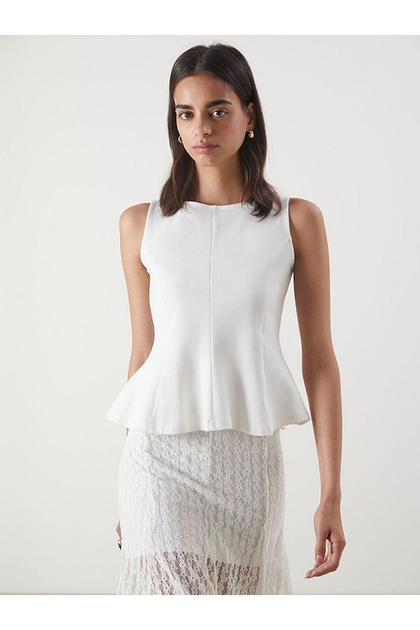 LCW Vision Kayık Yaka Peplum Bluz - 1