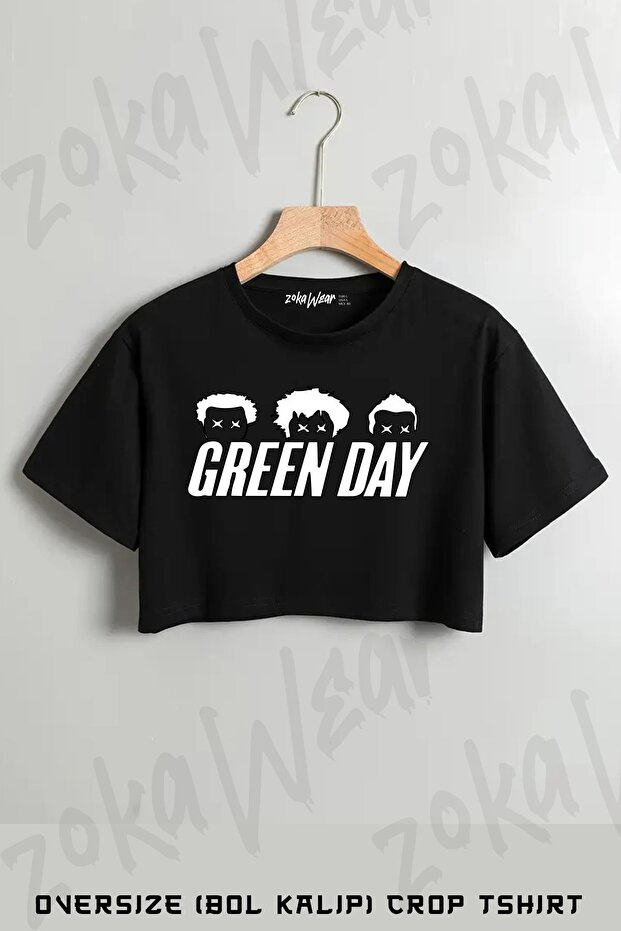 Green Day V2 Printed Oversize Crop T-Shirt