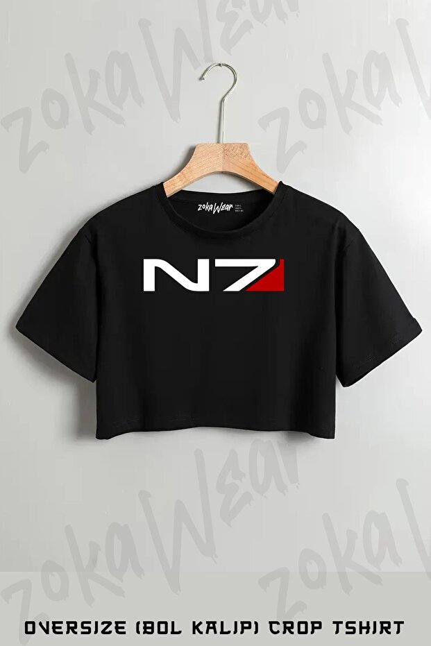N7 Emblem, Mass Effect Printed Oversize Crop T-Shirt