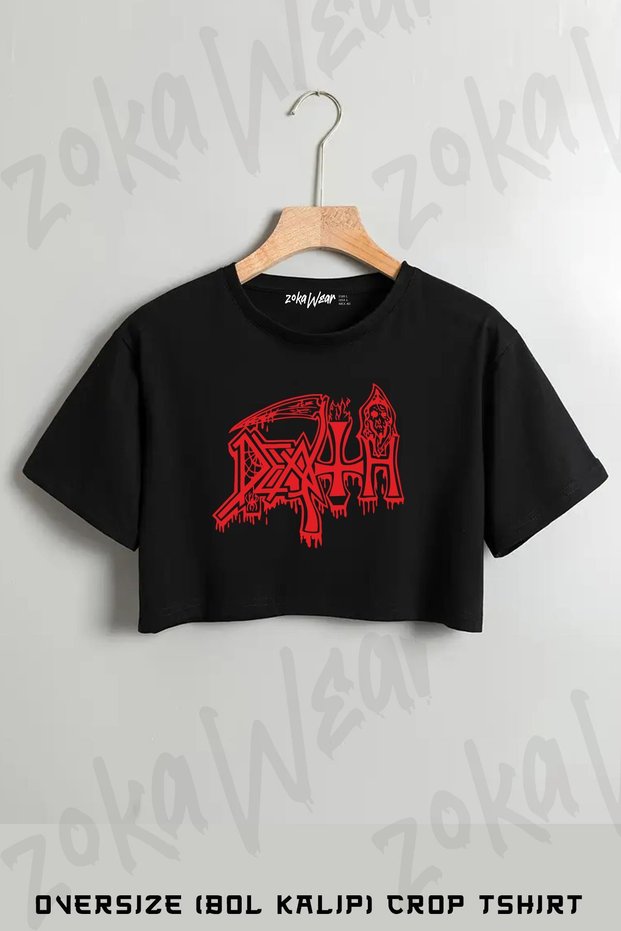 Logo V2 Death Printed Oversize Crop T-Shirt