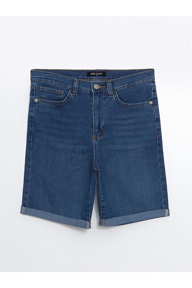Jeans Indigo Bermuda Fit Kadın Jean Şort - 5