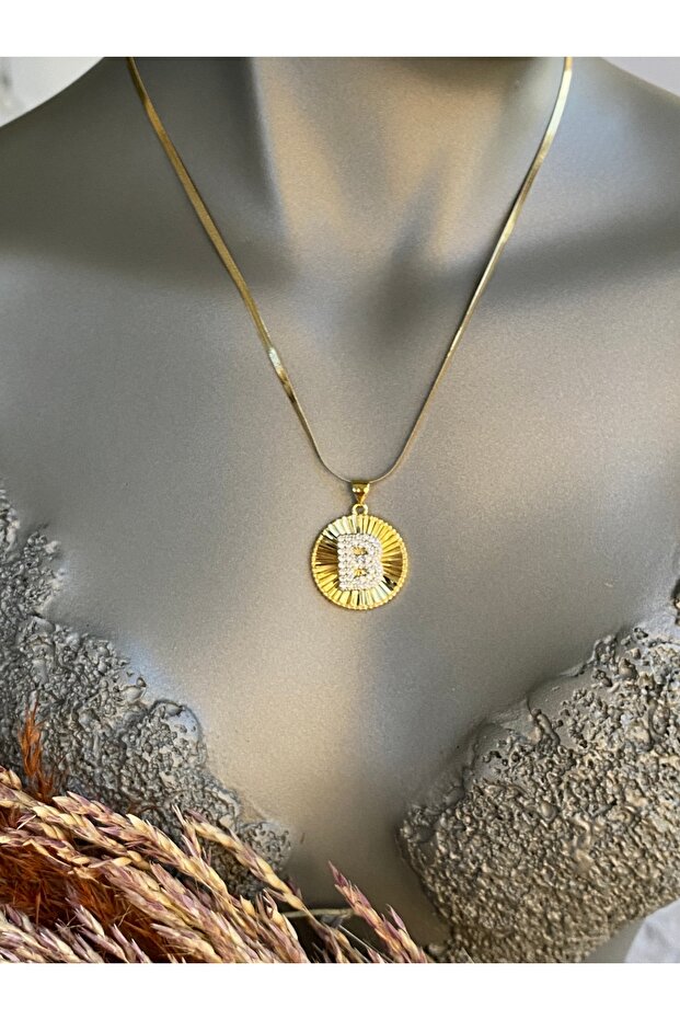 Letter B Stainless Steel Necklace 40+5 cm