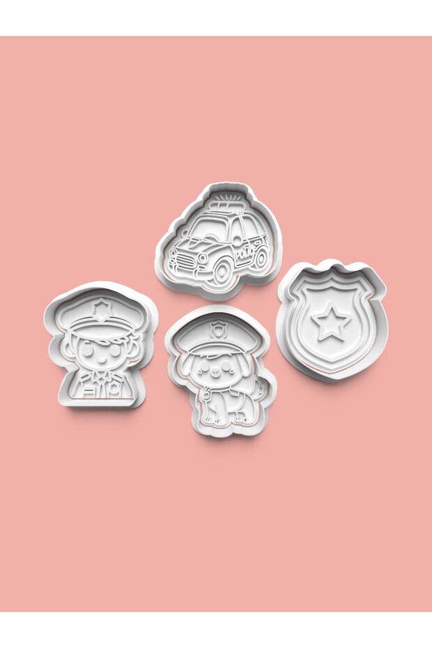 Police Set Cookie Mold and Sugar Dough Mold Set of 4 0543-Set