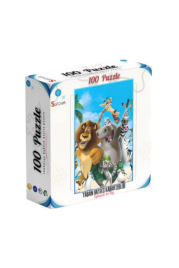 100 Parça Puzzle Çift Tasarım Tek Kutu Zebra - 2