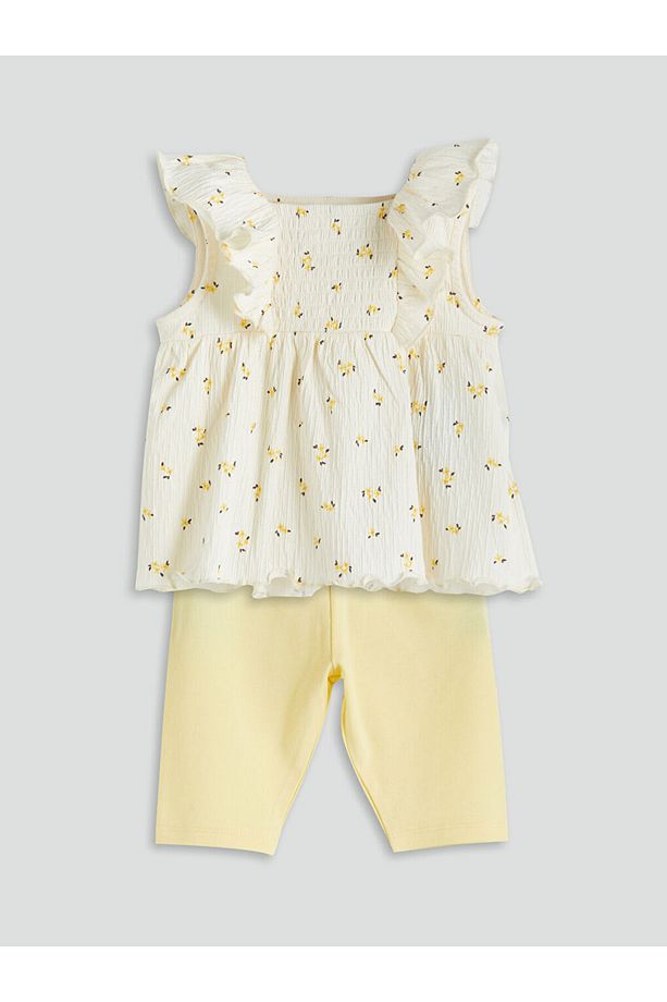 Yeni Sezon Cicekli Kiz Bebek Bluz ve Tayt 2'li - S5H905Z1 - 1