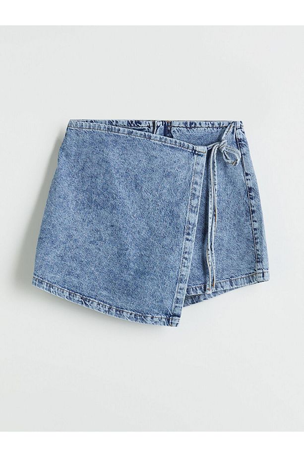 LCW Standart Fit Kadın Jean Şort Etek - 5