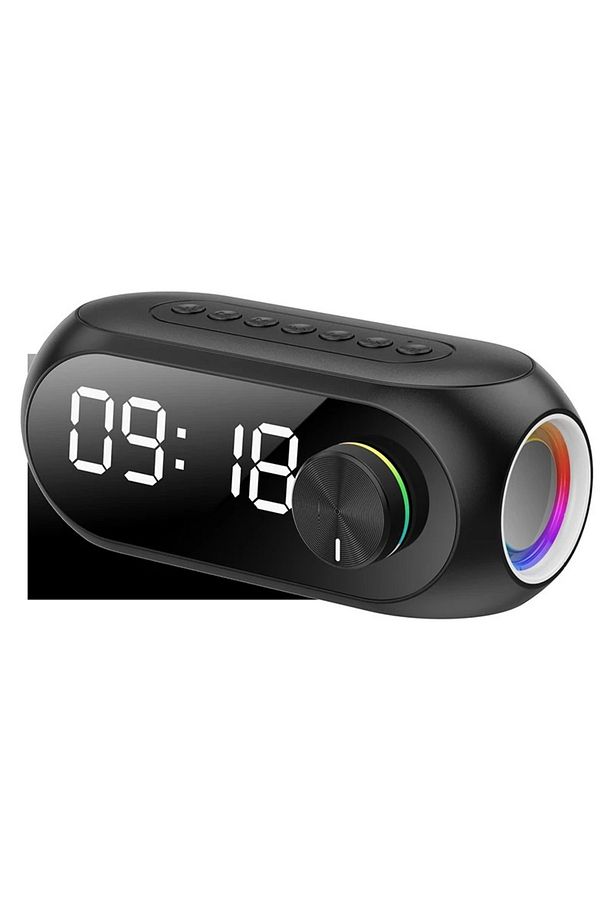 RGB LED Işıklı Bluetooth Hoparlör Dijital Alarm Saat FM Radyo MP3 Destekli Şarjlı - 4
