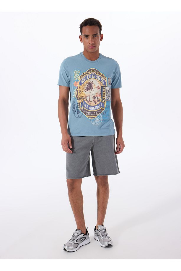 Bisiklet Yaka Desenli Çok Renkli Erkek T-Shirt M5GI38KBW41F7IK SS BSC GUESS WORLD - 2