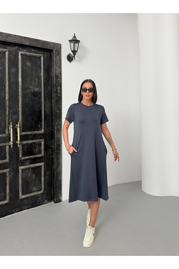 Short Sleeve Basic Modal Fabric Women's Long Dress Trend New Season