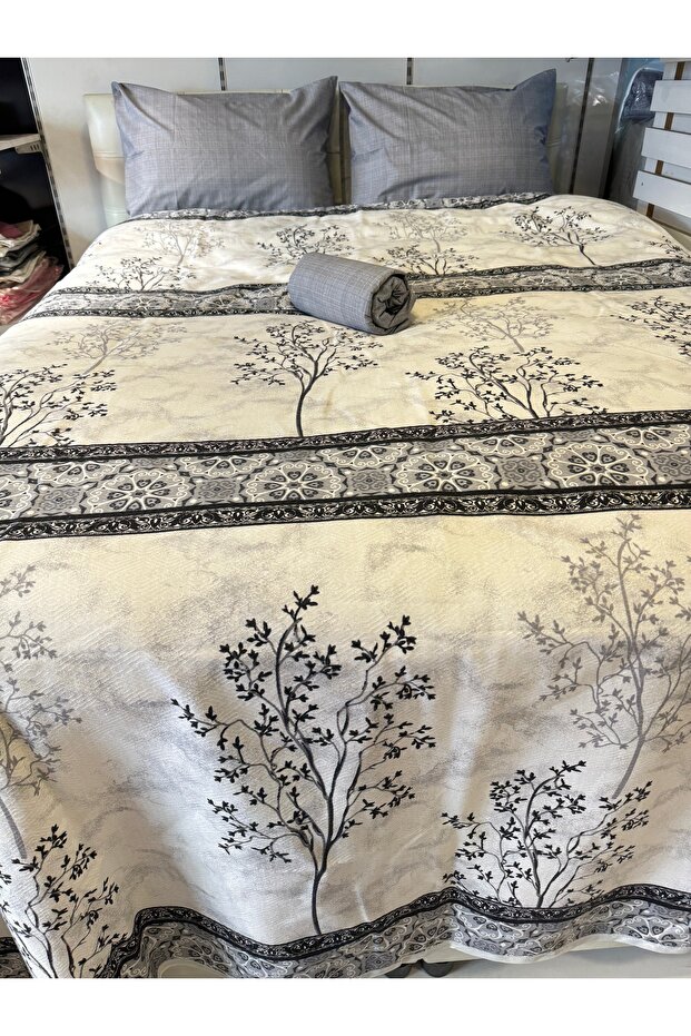 Border Patterned Sheet Elastic Single Pique Set - 6