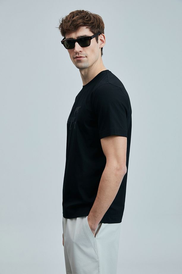 LUFİAN Onıx Modern Grafik T- Shirt Siyah - 5
