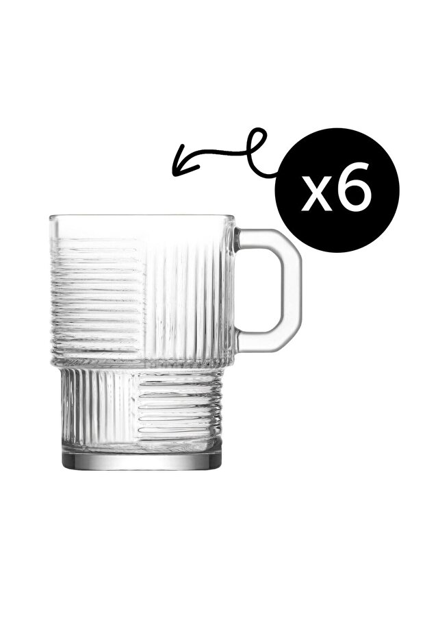 Set of 6 Tea Cups with Handle, LAV, Helen Model, Extra Quality, 270 ml, Modern Design - 1