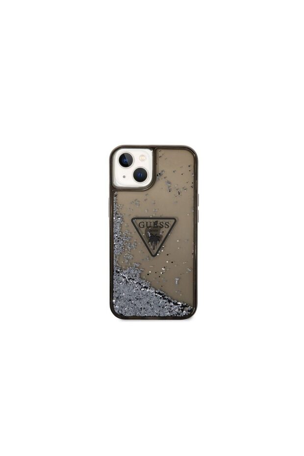 Husa iPhone 14 Liquid Glitter Translucent Triangle Logo Black - 1