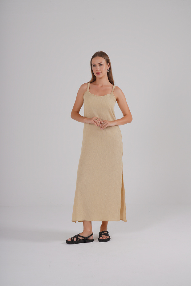 Escobar Rope Strap Maxiimum Length Slit Dress - 4