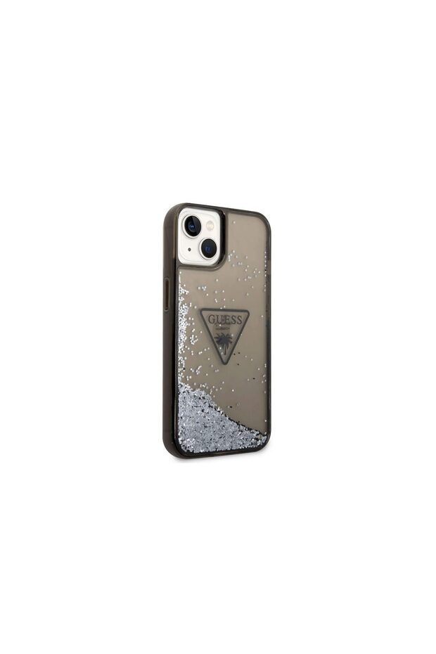 Husa iPhone 14 Liquid Glitter Translucent Triangle Logo Black - 3