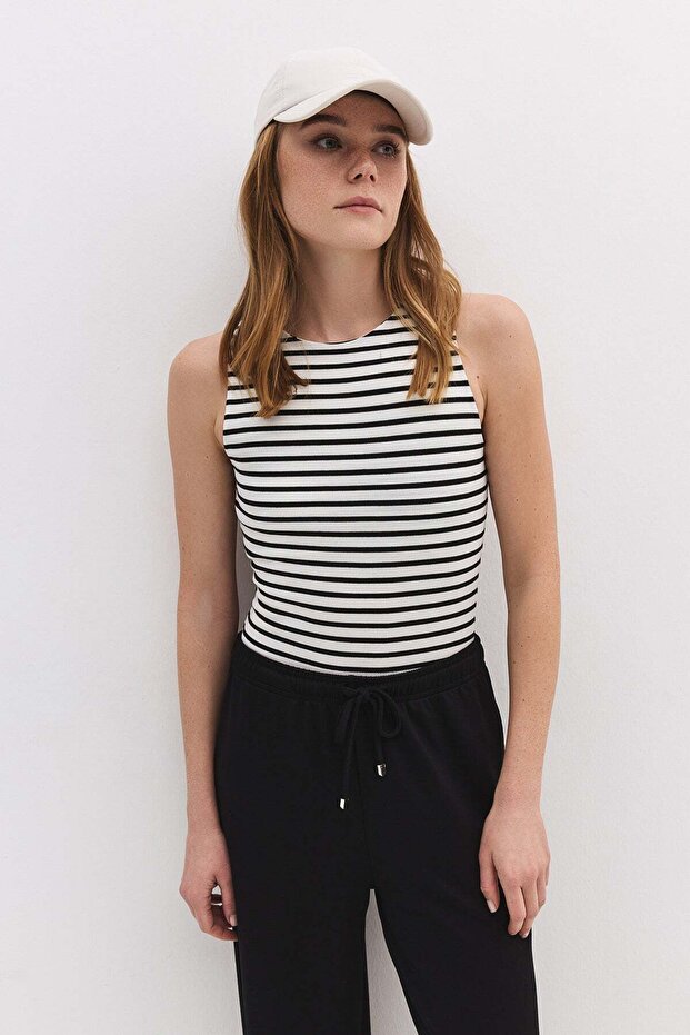 Gestreiftes Basic-T-Shirt mit Trägern