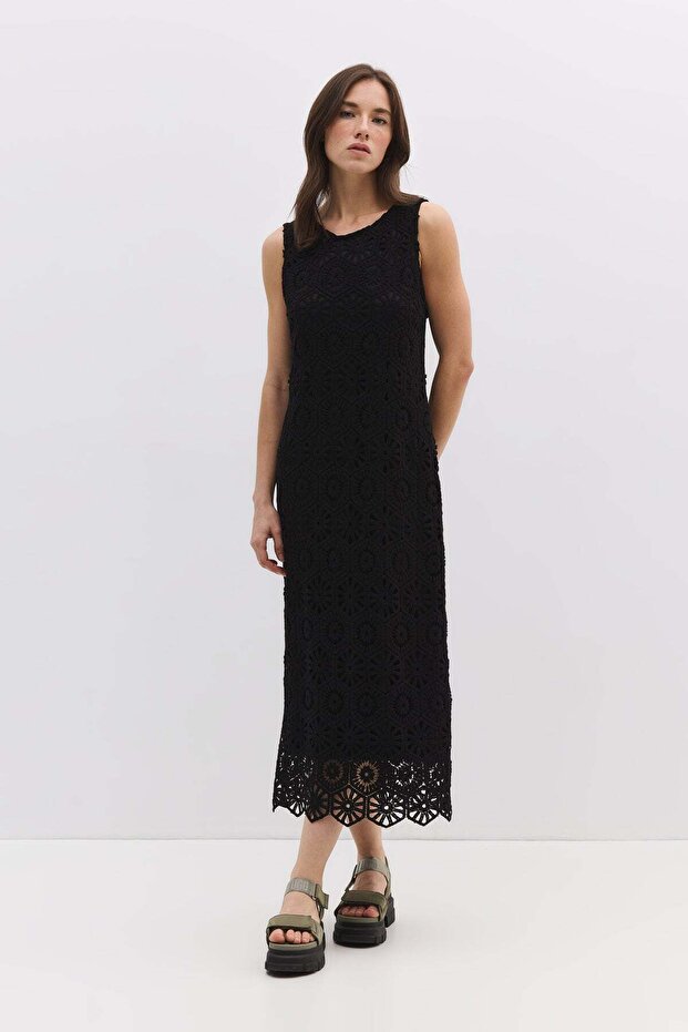 Midikleid mit Spitzenfutter