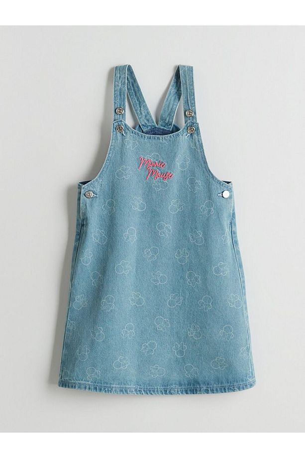 LCW Kids Minnie Mouse Nakışlı Kız Çocuk Jean Elbise - 1