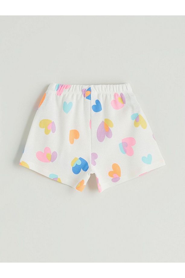 LCW Kids Kalp Baskılı Kız Çocuk Bluz ve Şort 2'li - 7