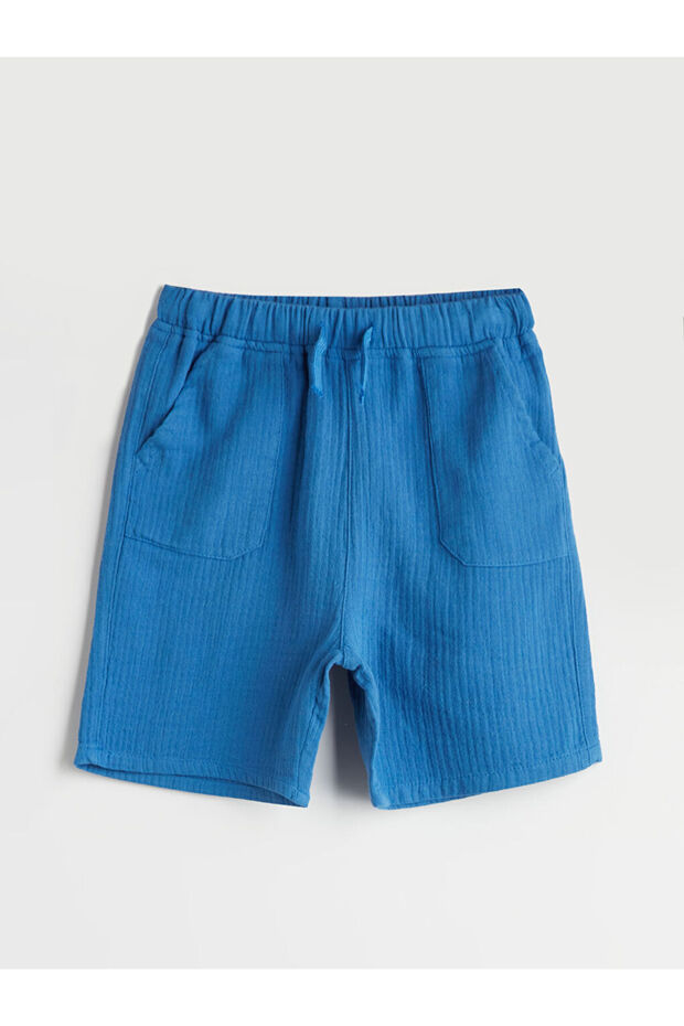 Basic Muslin Boy's Shorts with Elastic Waist - 1