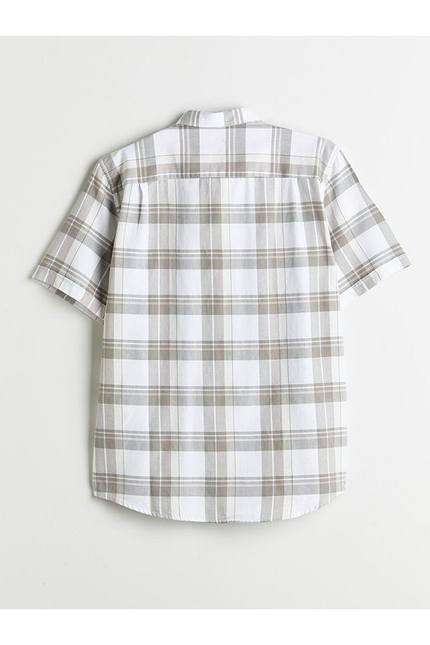 LCWAIKIKI Classic Regular Fit Kısa Kollu Ekose Gabardin Erkek Gömlek - 6