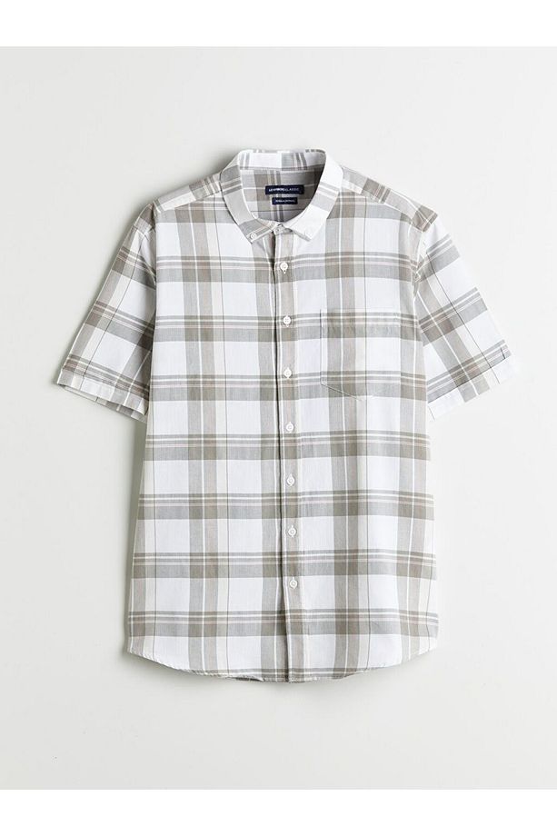 LCWAIKIKI Classic Regular Fit Kısa Kollu Ekose Gabardin Erkek Gömlek - 5