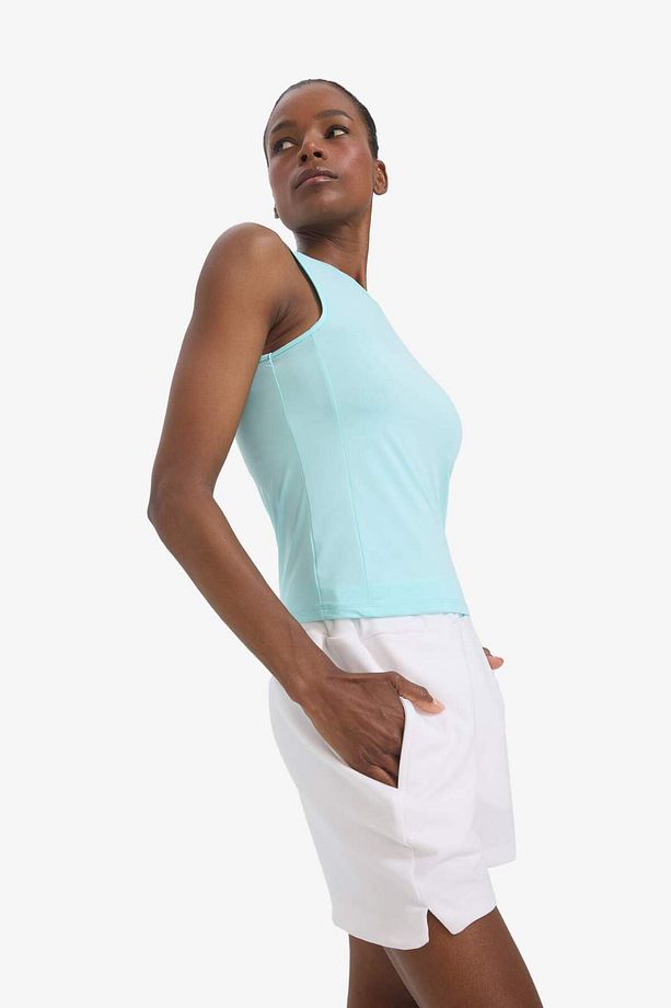 DeFactoFit Slim Fit Dar Kesim Basic Düz Bisiklet Yaka Sporcu Atlet F3265AX25SM - 4