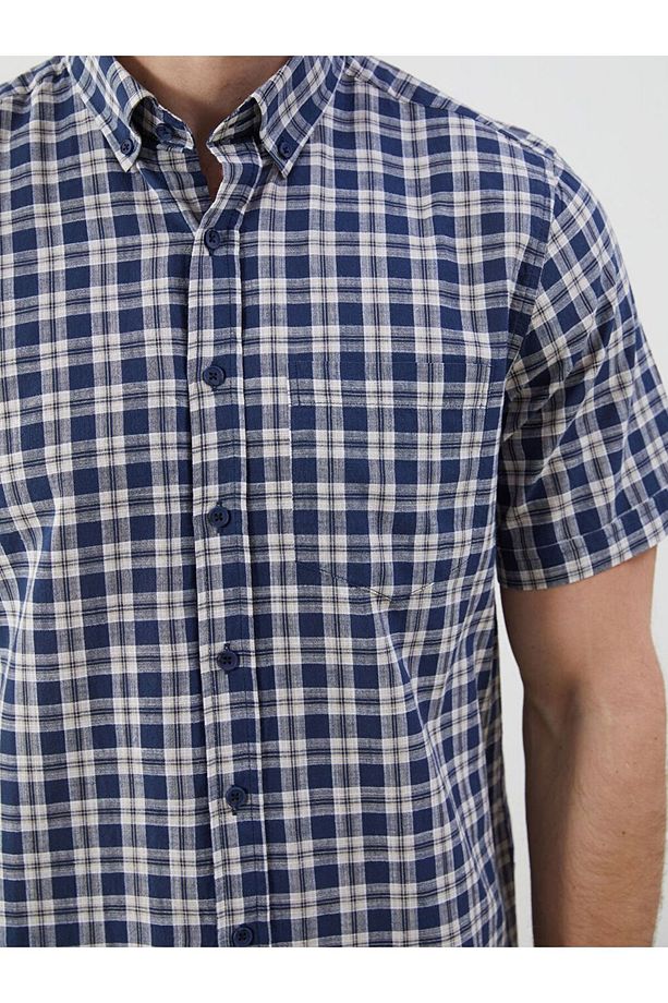LCWAIKIKI Classic Regular Fit Kısa Kollu Ekose Erkek Gömlek - 3