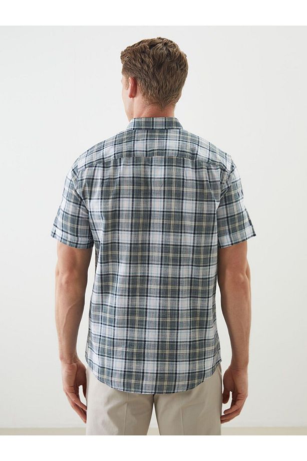 LCWAIKIKI Classic Regular Fit Kısa Kollu Ekose Erkek Gömlek - 4