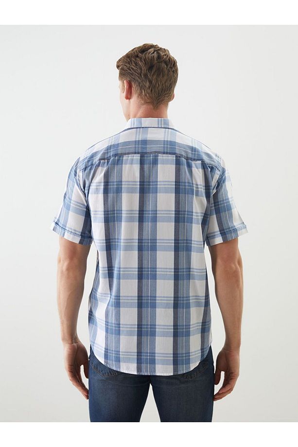 LCWAIKIKI Classic Regular Fit Kısa Kollu Ekose Gabardin Erkek Gömlek - 4