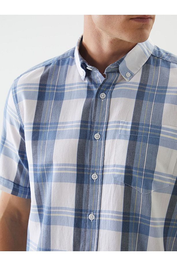 LCWAIKIKI Classic Regular Fit Kısa Kollu Ekose Gabardin Erkek Gömlek - 3