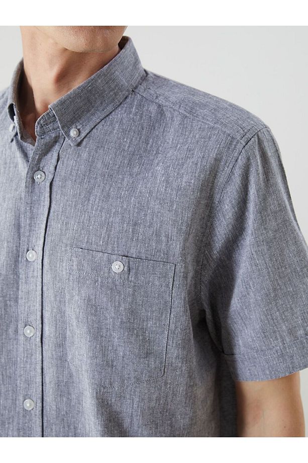 LCWAIKIKI Classic Regular Fit Keten Karışımlı Erkek Gömlek - 3
