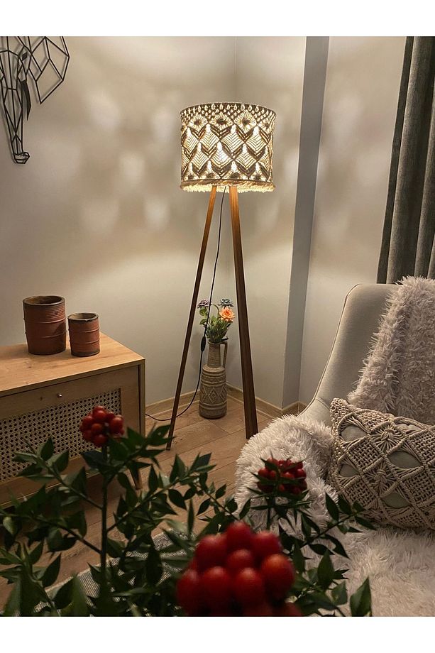 El Yapımı Makrome Tripod / Ayaklı Lambader ( Ayaklar Dahil) - 1
