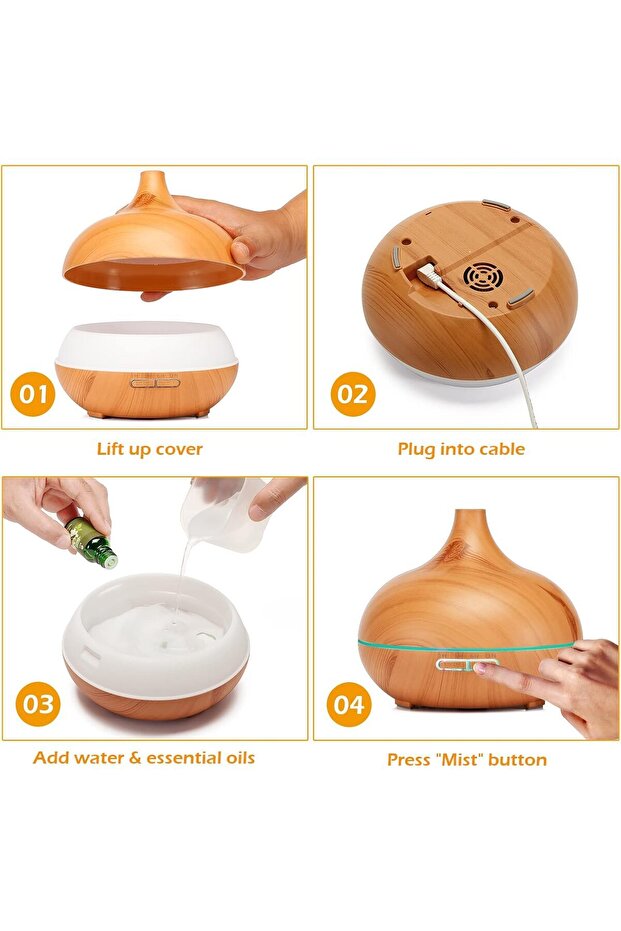 300ml Aromatherapy Diffuser, With Timer and LED Light, Suitable for Hydration, Relaxation and Soft - 6