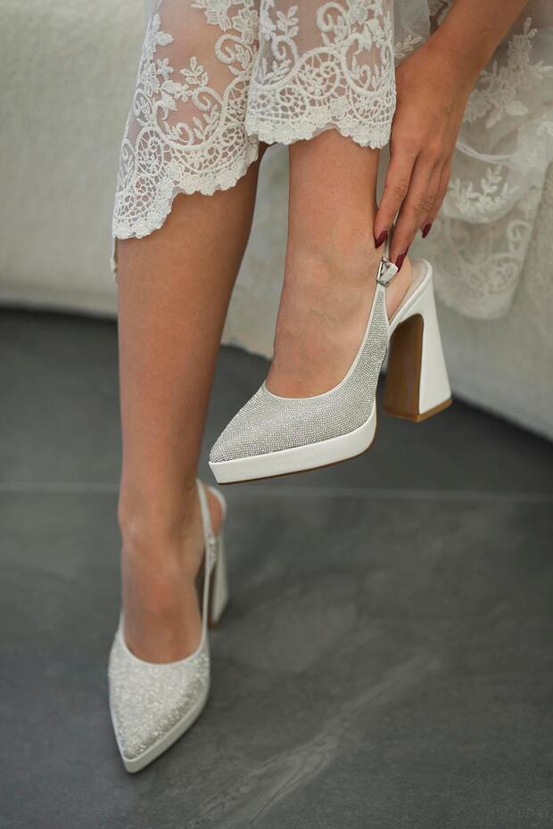 Rhodes Platform Heeled Stone Bridal Shoes