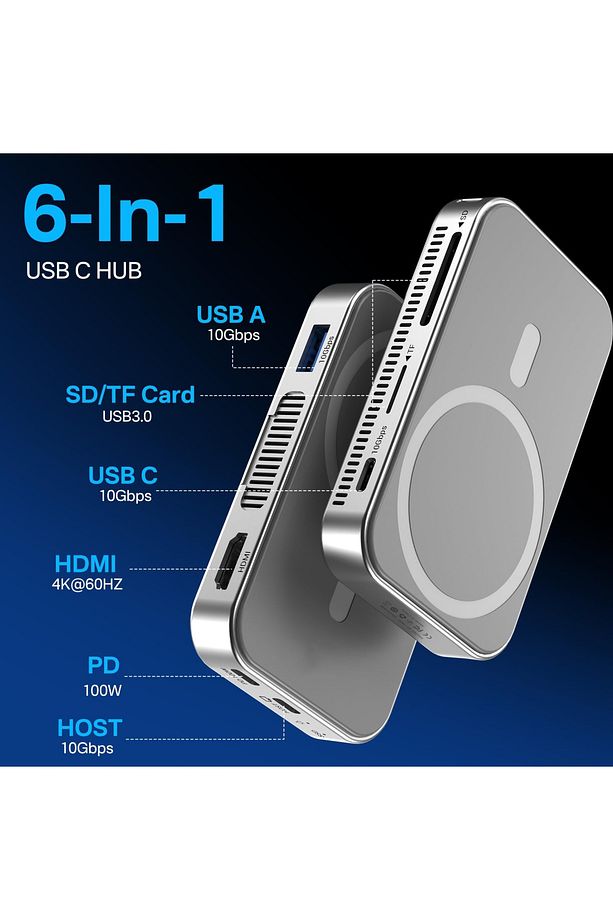 EC1401 - 6 in 1 iPhone 15/16 Serisi Uyumlu, 4, 10Gbps Type-C Disk Kutusu (EC-1401) - 2