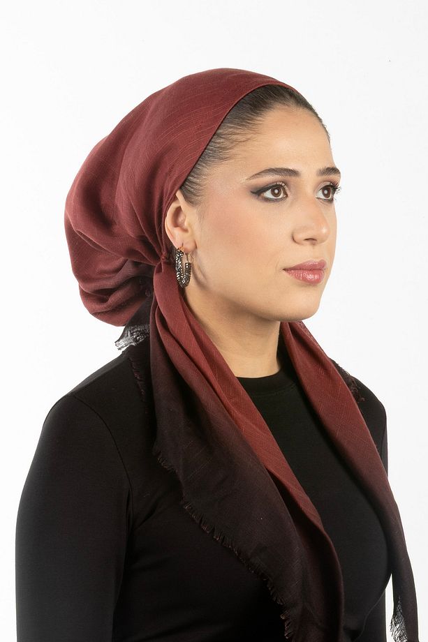Yeni Tasarım Tak-çıkart Bone Eşarp - Degrade Desen, Ayarlanabilir Ense Lastik, Kaymaz Kadife Şerit - 1