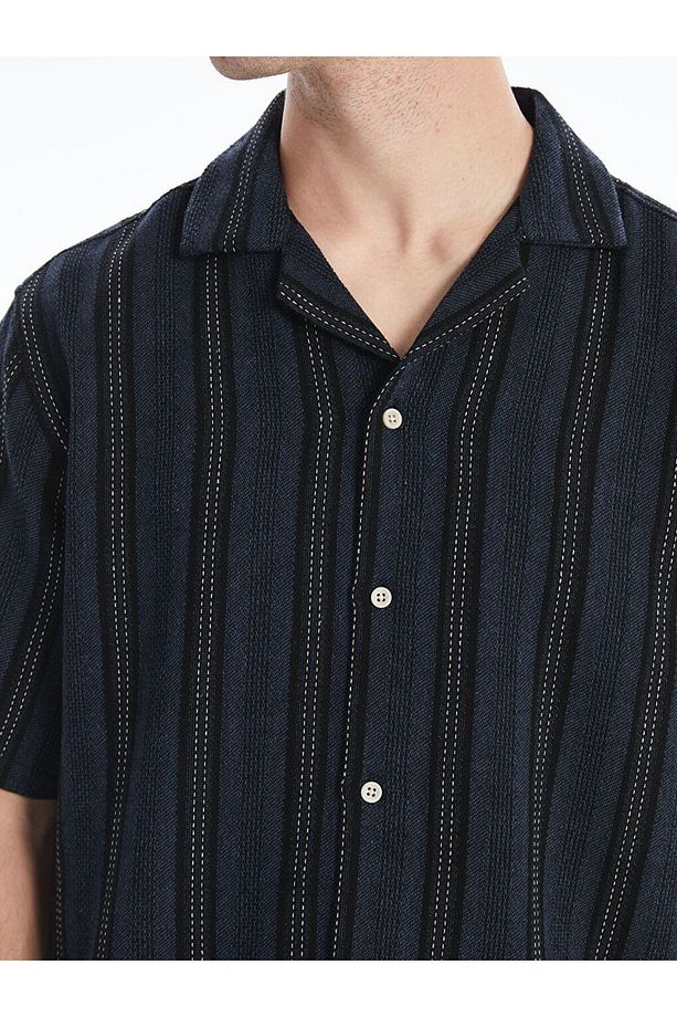 LCW Vision Regular Fit Kısa Kollu Çizgili Erkek Gömlek - 3