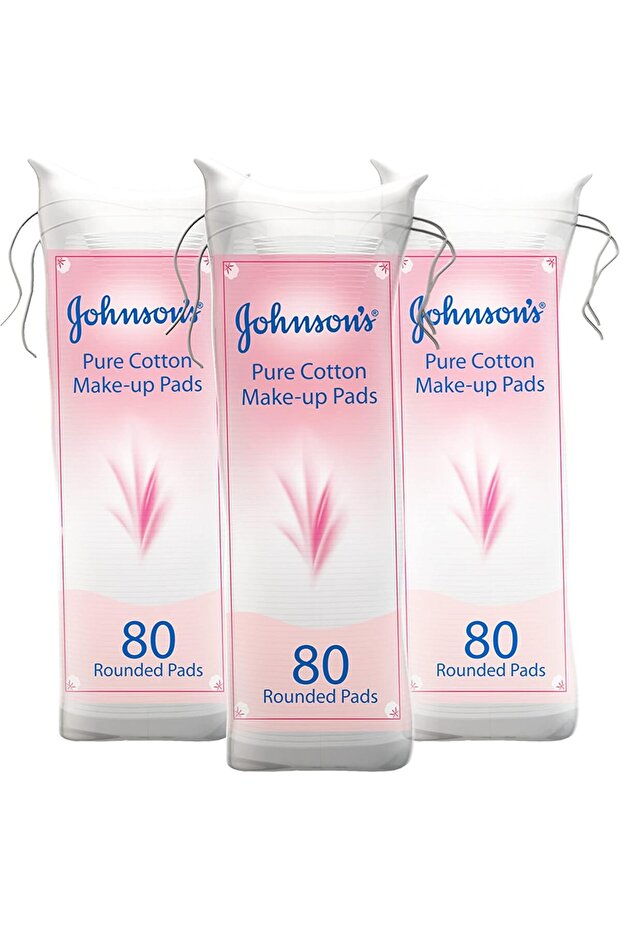 Johnson’s Pure Cotton Makeup Pads, Pack of 3x80 Rounded Pads