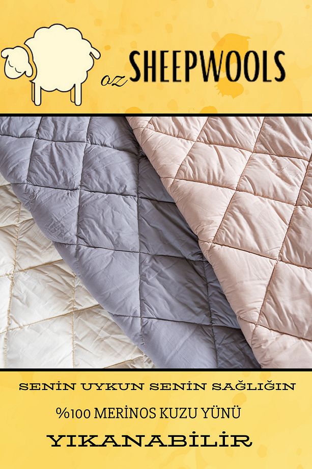 Yazlık İnce Tek Kişilik Yün Yorgan %100 Merinos Kuzu Yünü %100 Pamuk Kumaş Yıkanabilir Dolgu 1.3 kg - 3