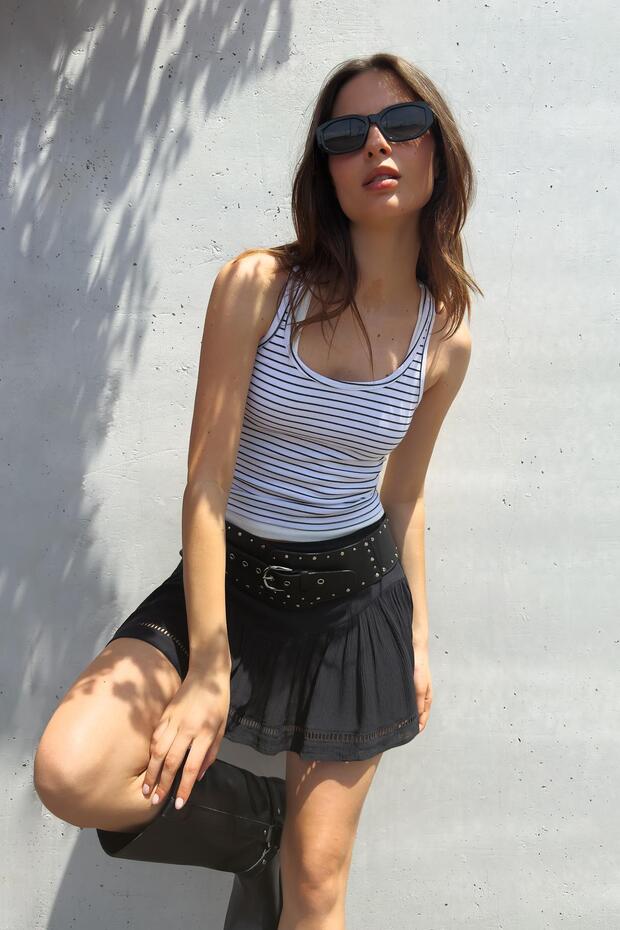 Dokulu mini etek - 4