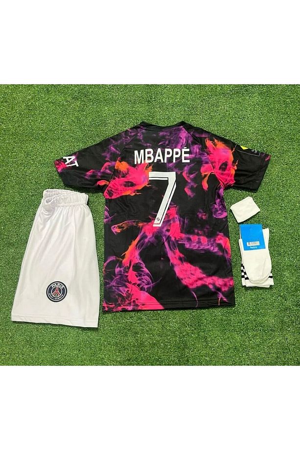 P.s.g 2023/24 Yeni Sezon Kylian Mbappé Eyfel Kuleli Konsept Çocuk Forması Şort Çorap Bileklik - 1