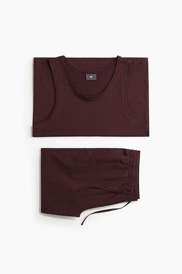 Kolsuz Üst ve Altlı Pijama Takımı - 3