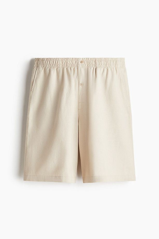Tişört ve Şortlu Keten Karışımlı Pijama Takımı - 5